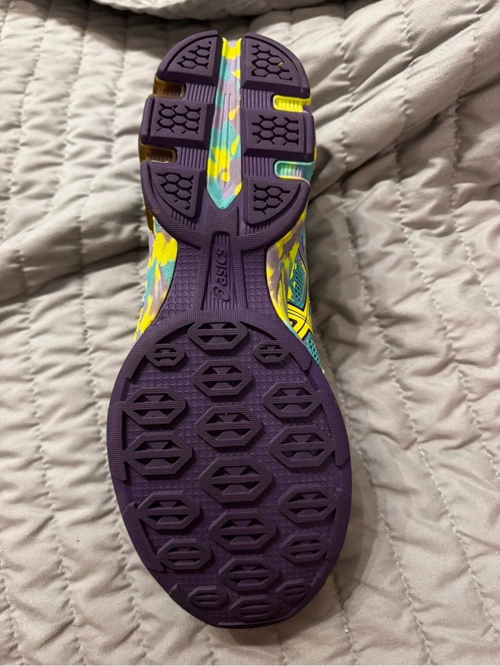 Asics Teal & Yellow Camo Running Sneakers